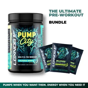 LGXNDS Pump City and Decipher Pre-Workout Trial Bundle | Full Non-Stim Pump Tub Plus 3 Decipher Samples | Cucumber Surge | Energy Focus and Pump Support