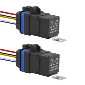 2 Pack Waterproof Relay and Harness Kits 40/30 AMP 12V Relay Switch, 5 Pin SPDT Car Relay with Heavy Duty Copper Wires for Horns Starters Motor Fans