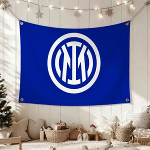 Italian Football Club Inter Milan Flags Cheerleading Hand Pulled Flag Multi Size Atmosphere Banner, Portable Outdoor Event Flag & Wall Decor for Sports, Parties, Home and Room Decoration