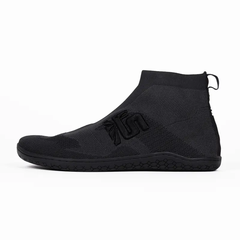 Otishi 2.0 Barefoot Training & Gym Shoes - Amaru Black, Wide Toe Box, Flat 0-Drop Reinforced Sole, Knit Upper, Slip-On, Machine Washable Athletic Footwear