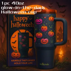 1 Pc 40 Oz Luminous Witch’s Brew Halloween Skull Printed Double-Layer Stainless Steel Thermos Cup With Lid And Straw, Keeps Drinks Hot 12H/Cold 24H, Durable Lightweight Night Glow Mug, Stylish Design, Perfect Halloween Party Gift.