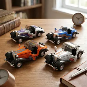 Vintage Diecast Car Model Toy, High-Quality Metal Alloy, Manual Pull Back, Classic Collectible Vehicle, Perfect Gift for Kids and Men