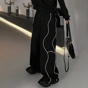 Men's Casual Reflective Stripe Straight-Leg Pants, Skin-Friendly Fabric, Suitable for Casual Outings and Outdoor Sports Men's Bottoms#SummerVibes