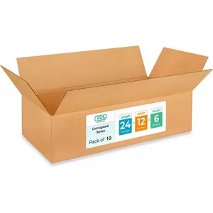 Large Shipping & Moving Boxes 24x12x6 inches (10-Pack) - Extra Strength 200 lb vs Regular - Corrugated Shipping Boxes Large for Delivery - Cardboard Box for Moving by IDL Packaging