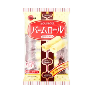 BOURBON Vanilla Cream Roll Cake - Soft & Fluffy Japanese Snack, 91g Pack
