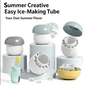 Large cylindrical mushroom-shaped pressed freezing mini ice bucket - for enhancing the flavors of whisky, cocktails and juices, food-grade silicone extruded easy-release ice cup, white