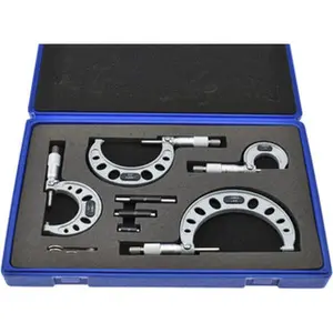 Value Collection Mechanical Outside Micrometer Set: 4 Pc, 0 to 4" Measurement Ratchet Stop Thimble, Steel Measuring Face 105-44-11, Manufacturer Part #: 105-44-11