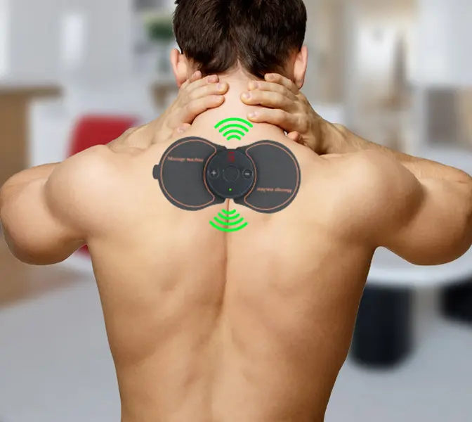 Electronic Pulse Massager for Neck & Shoulders, Mini Electric Massage Device with 5 Massage Modes & 10 Intensity Levels, Portable Neck Shoulder Massager with 15-Minute Auto Session
