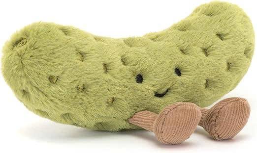 JellyCat Emotional Support Pickle Plush Soft Kawaii Gherkin Stuffed Animal with Corduroy Legs Cute Desk Buddy Room Decor Gift