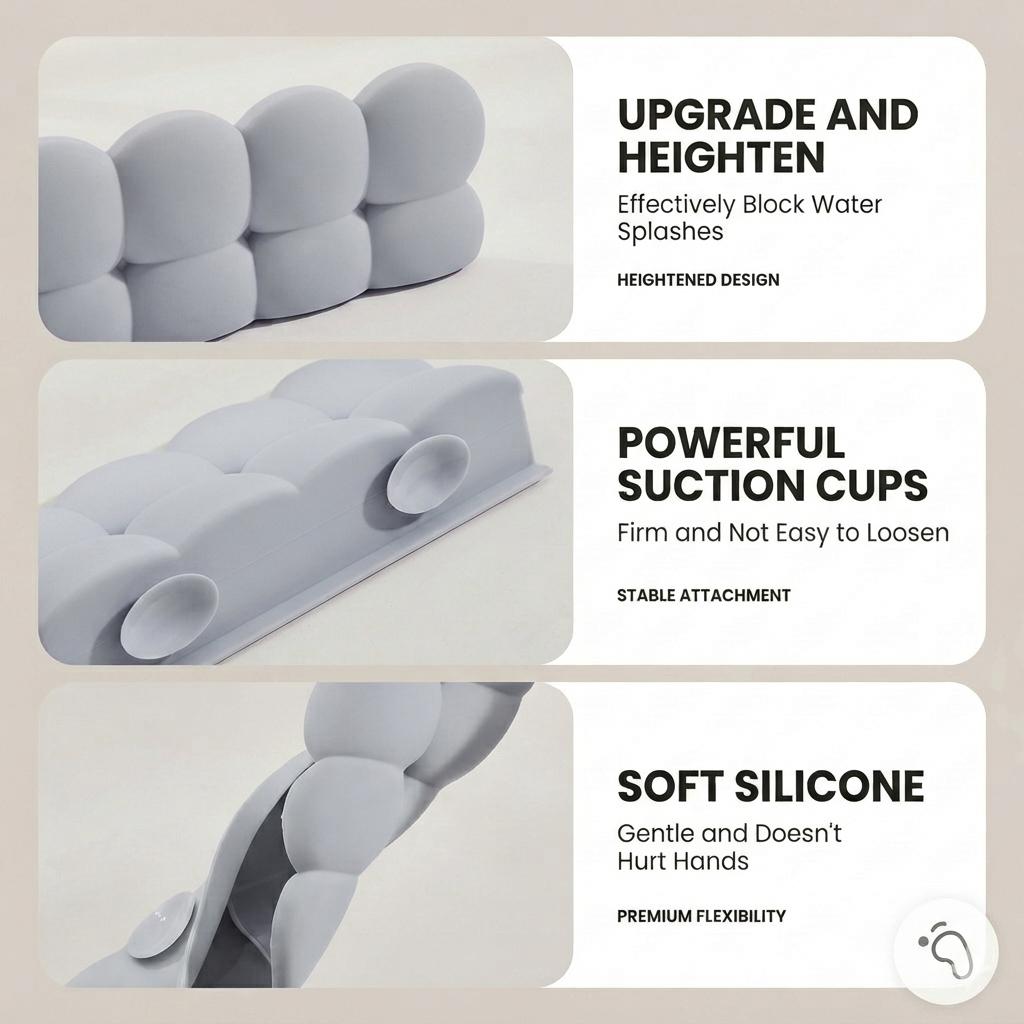 Kitchen Sink Splash Guard Set - 2-Piece Waterproof Silicone Water Barrier with Suction Cups, Reusable Countertop Protector, Buy 1 Get 1 Free Product for Kitchen Use, Water Proof Kitchen Sink Splash Guard Set - 2-Piece Waterproof Silicone Water Barrier with Suction Cups, Reusable Countertop Protector, Buy 1 Get 1 Free Product for Kitchen Use, Water Proof