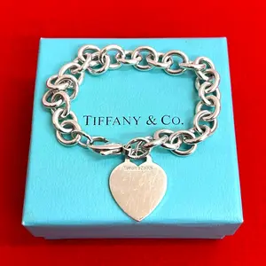 Pre-owned Tiffany & Co. Sterling Silver 925 (Ag925) Small Leather Goods Return to Heart Tag Silver 925 Bracelet