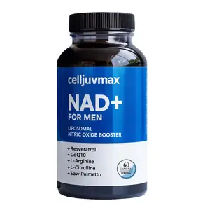 Celljuvmax Men’s NAD+ Supplement – With CoQ10, L-Carnitine, L-Arginine, Maca & Ashwagandha – Support for Energy, Circulation & Prostate Health – 60 Capsules