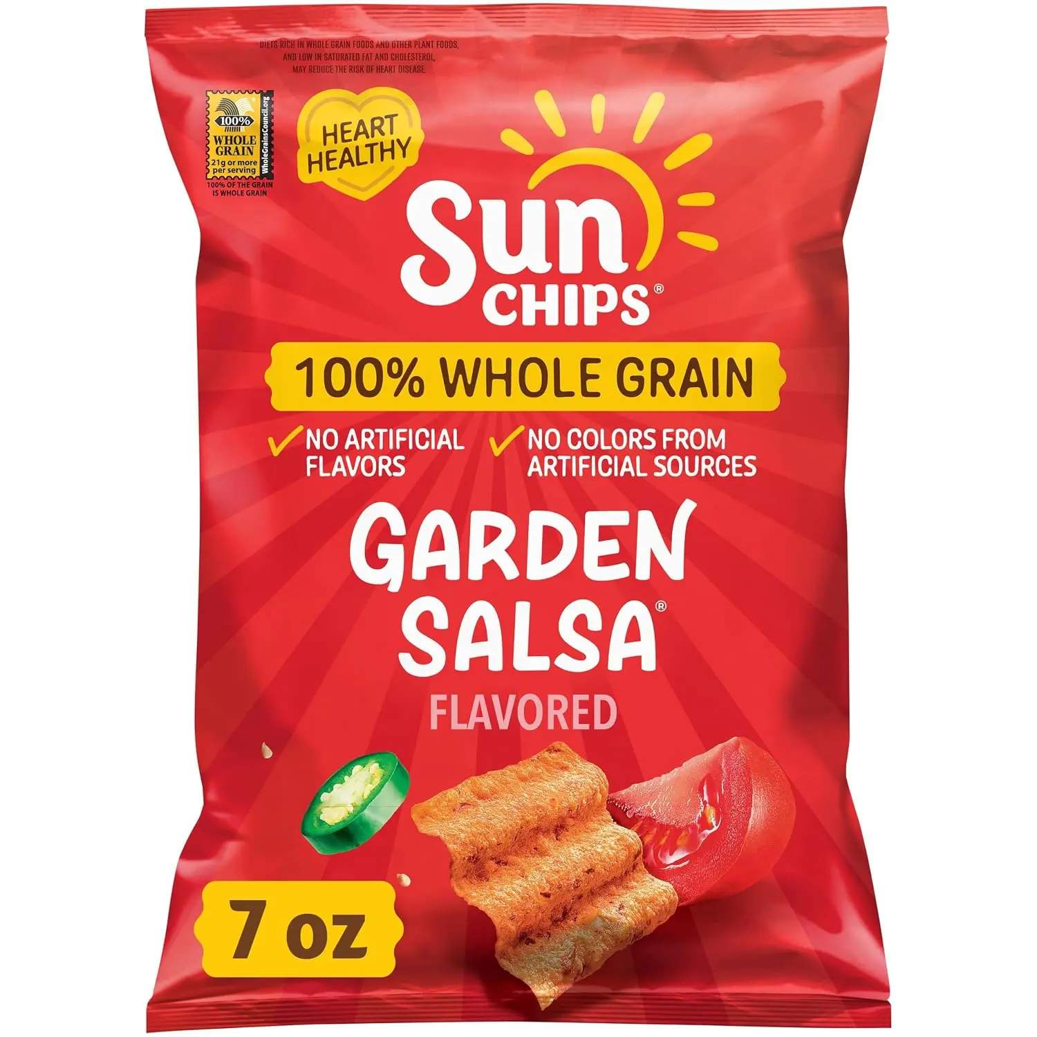 SunChips Garden Salsa Snack, 7 Oz, Fiber-Rich Crisp