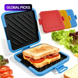 1 Piece Food Grade Silicone Microwave Sandwich Maker, Sandwich Toaster, Non-Stick Bread Baking Tray, No Oven Needed, Crispy Bread, Suitable for BBQ, Wings, Steaks