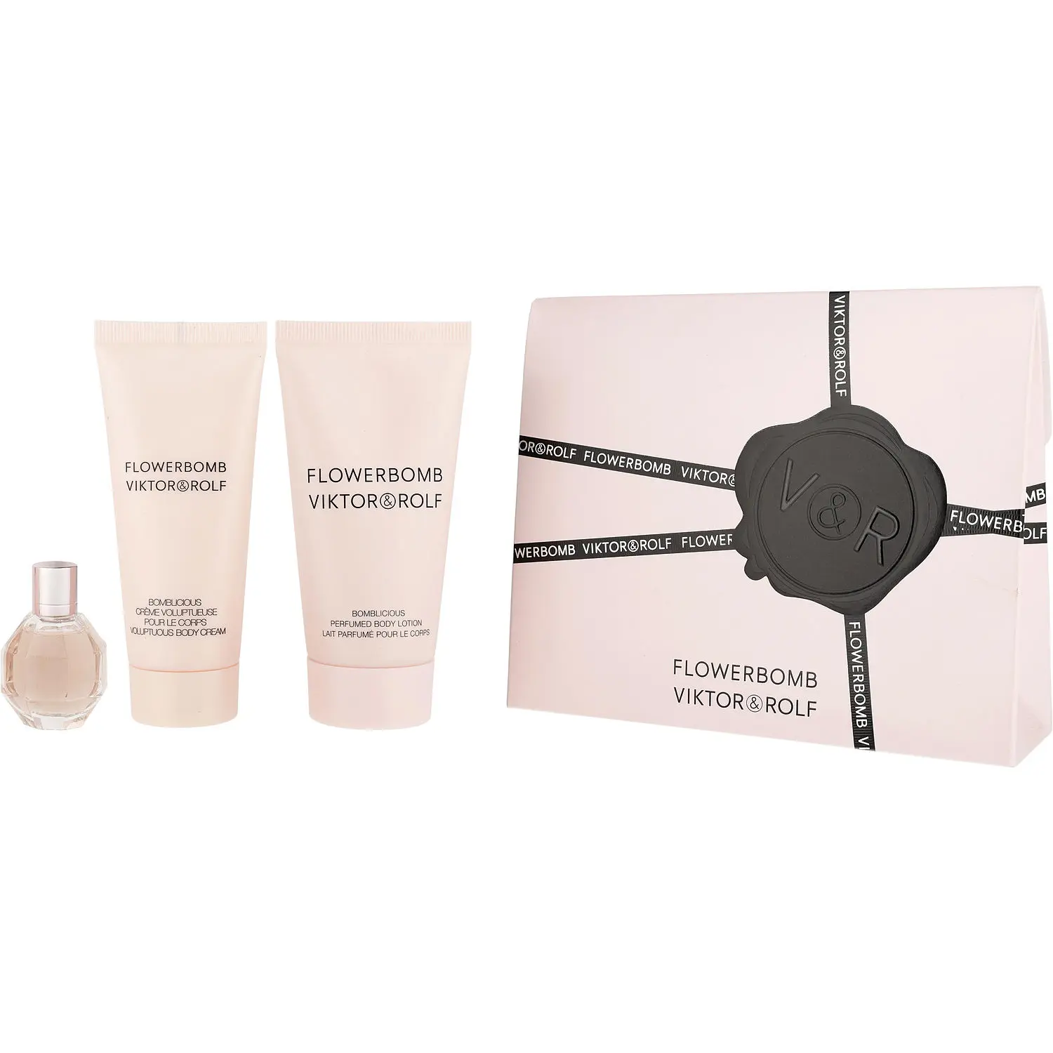 Flowerbomb Set-Eau De Parfum 0.24 Oz Mini & Body Lotion 1.7 Oz & Body Cream 1.3 Oz For Women