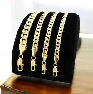 MaxBling81 AAA+ Premium Quality High-End 14K Stamped Gold Brass Concave Textured Cuban Chain Necklace Jewelry Accessory Unisex Men Women 4mm~10mm 20" 24" 30"