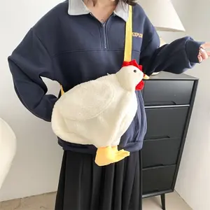 Cute Funny Animal Shoulder Bag，Chicken Hen Purse Bag Fluffy Shoulder Handbag