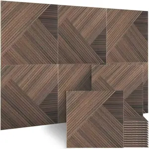 BUBOS 6 Pack Self-Adhesive Acoustic Wall Panels,23.6" x 23.6" Sound Proof Panels for Walls,3D Wood Pattern Acoustic Panels,Decorative Sound Absorbing Wall Art for Studio, Home Office(Red Brown Walnut)