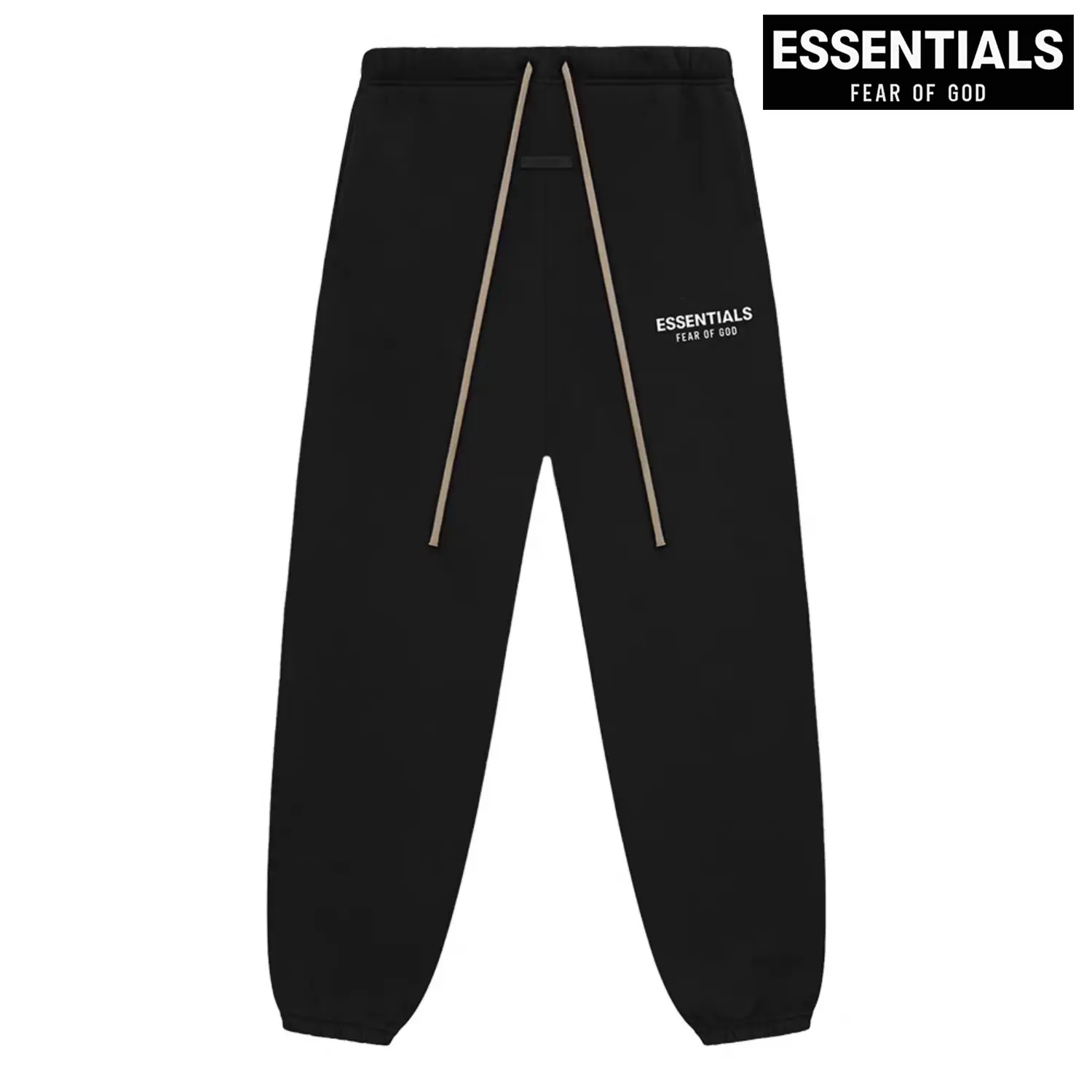 Essentials Fear of God Minimalist Logo Joggers — Featuring a drawstring design and elastic cuffs; unisex, streetwear-style casual athletic pants.
