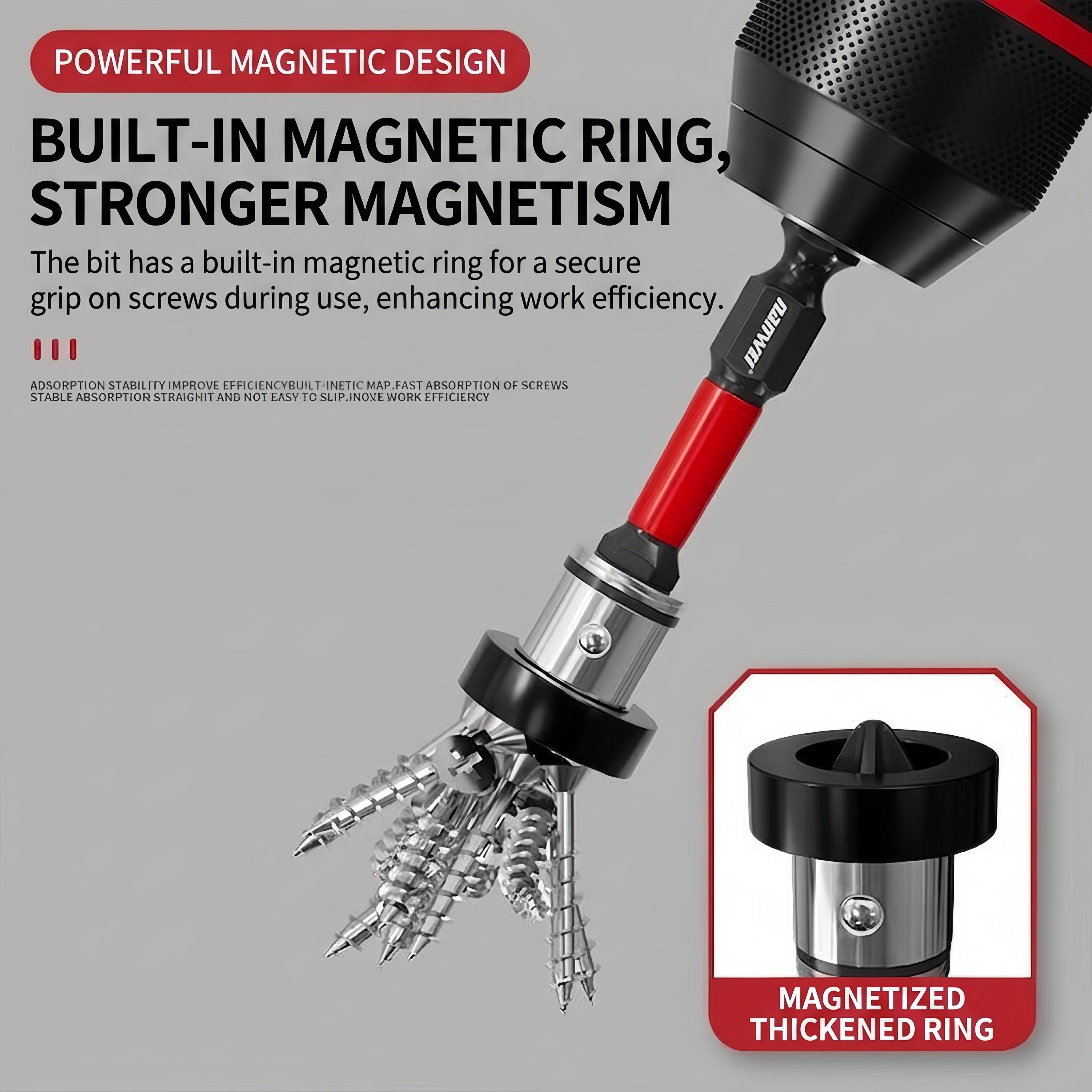 5pcs Magnetic Drywall Screw Setter, PH2 Screwdriver Bits with 1/4" Hex Shank, 50mm Plasterboard Screw Locating Drilling Tools