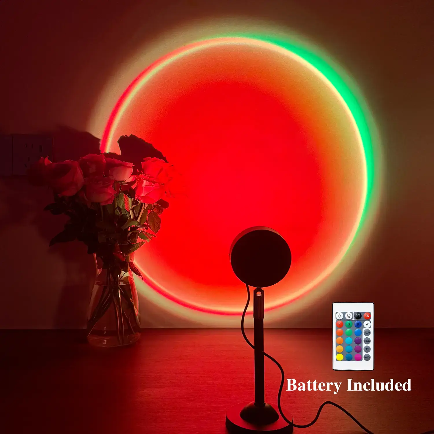 Sunset Lamp Projector with Remote Control, Multicolor 360° Rotatable LED Rainbow Night Light, Multiple Modes, for Home Decor, Photography, Women's Christmas Gift