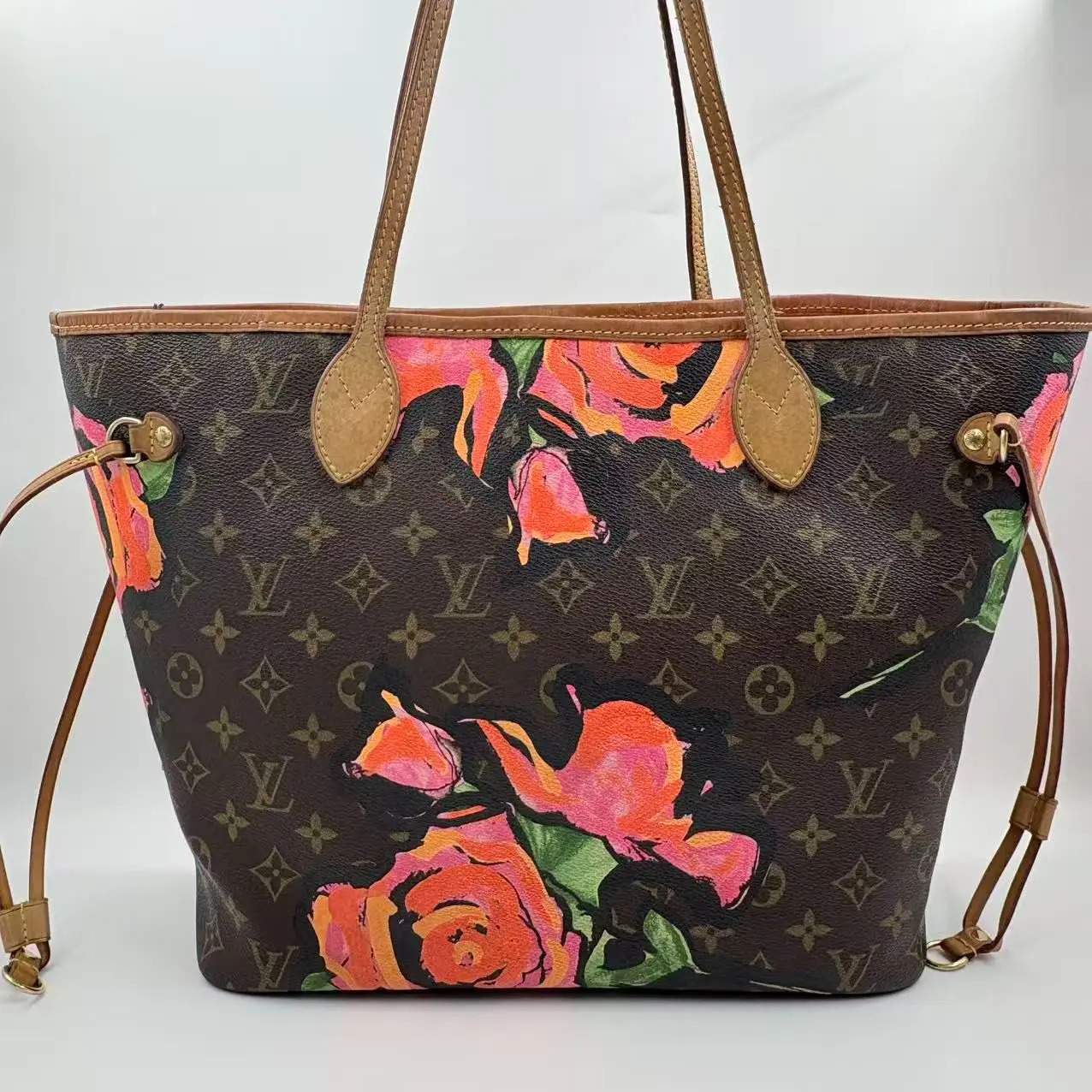 Pre-owned Louis Vuitton canvas Shoulder bags Monogram Rose Neverfull MM Tote Bag #6471193698193639