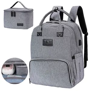 Diaper Bag Breast Pump Backpack - Multi-Function Cooler and Moistureproof Bag Double Layer for Mother Baby Bottle Breast Milk Pump Outdoor Working Backpack with Insulation Bag