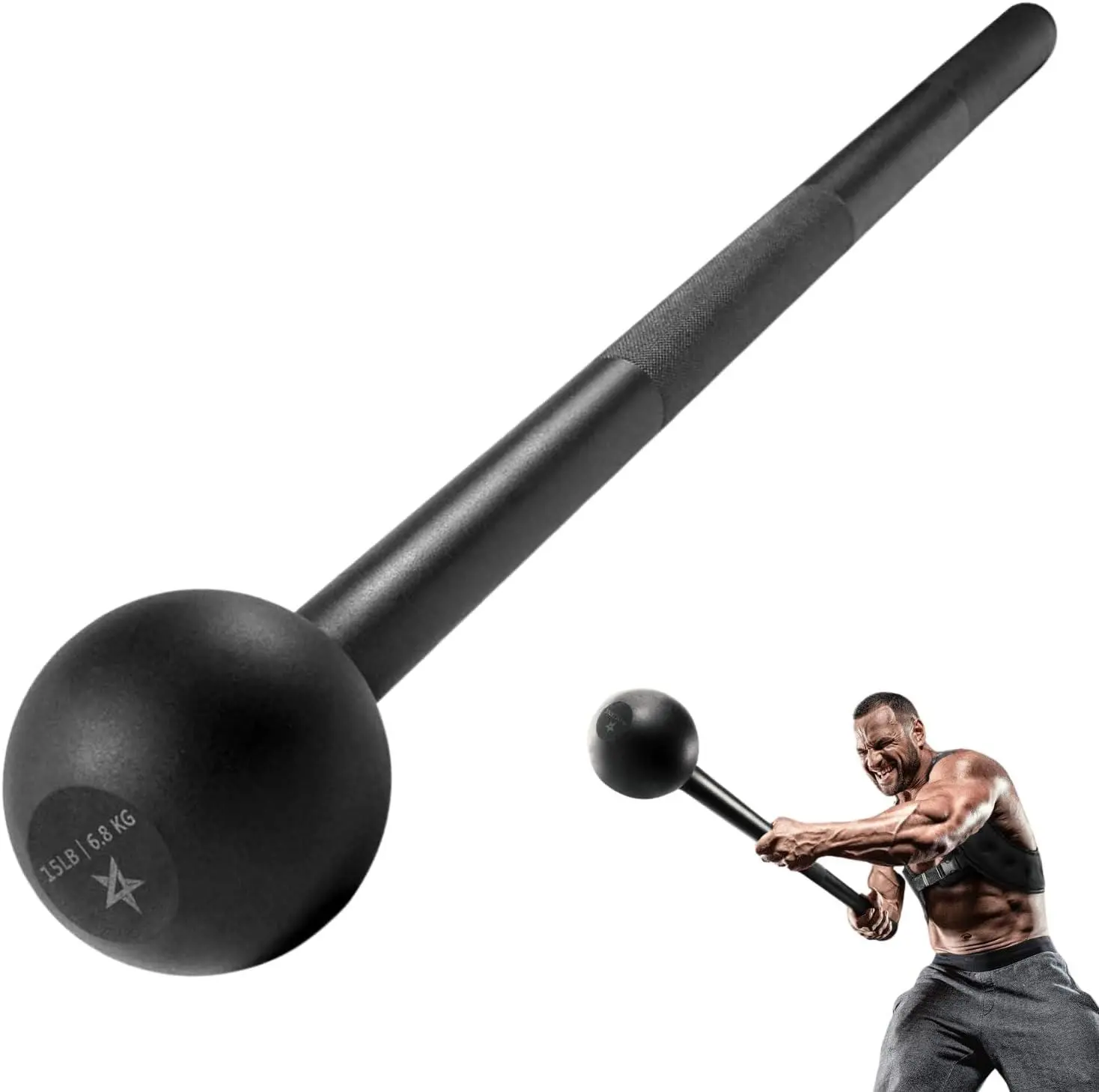 Yes4All Steel Mace Bell for Strength Training - 5, 7, 10, 15, 20, 25, 30Lb Weighted Club for Full Body, Muscles, Shoulder, Grip & Forearms Workouts to Rehabilitation, Stretching for Adults