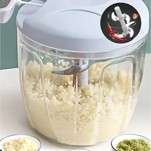Home Multifunctional Chopper, Vegetable Chopper Tool, Food Processor, Manual Meat Grinder, Meat Grinding Machine, Vegetable Cutter, 170ML/500ML/900ML Capacity, Stainless Steel Blade, Abs Container