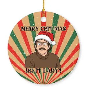 Merry Chit-mas Do-It Lady Ceramic Ornament, Funny Vintage Humor Christmas Holiday Tree Decoration 5Y2