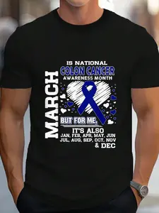 100% Cotton March Is National Colon Cancer Awareness Month Shirt T-Shirt Women's Men's Graphic Tee Crew Neck summer vacation Tops