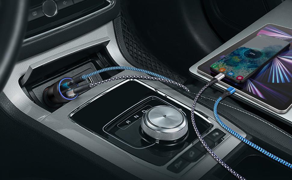 DIBMS Car Charger, [2-Pack/3.4A] Fast-Charging Dual-Port USB Cigarette Lighter Adapter, Compatible with iPhone, iPad, and Samsung