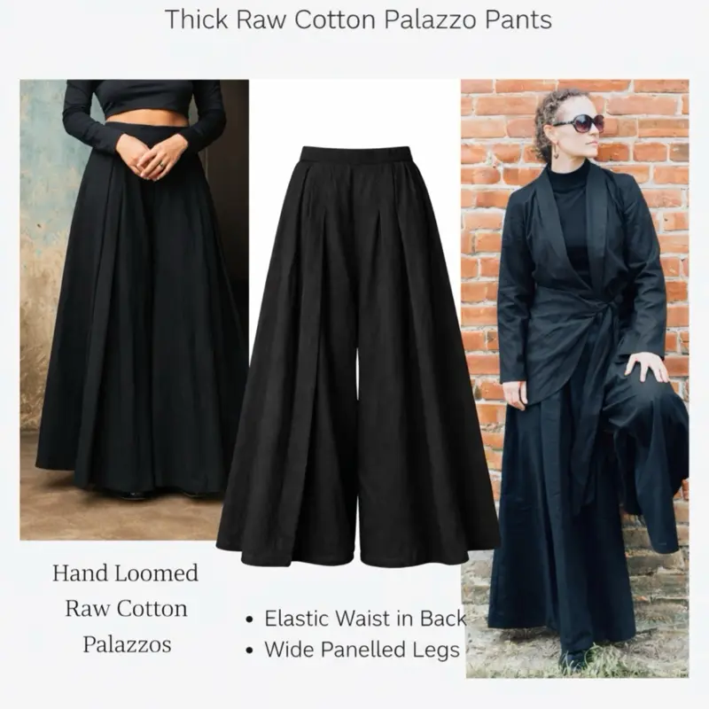 Hakama Inspired Thick Raw Cotton Palazzos for Women Comfortable & Stylish Pants