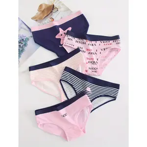 5pcs Cute & Soft Cotton Cartoon Pattern Briefs Panties Set For Women Women's Seamless women's  underwear Women's Seamless