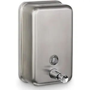 Commercial Soap Dispenser Wall Mount, Brushed Stianless Steel Finish Manual Soap Dispenser - 37oz (1100ml) Model 1003