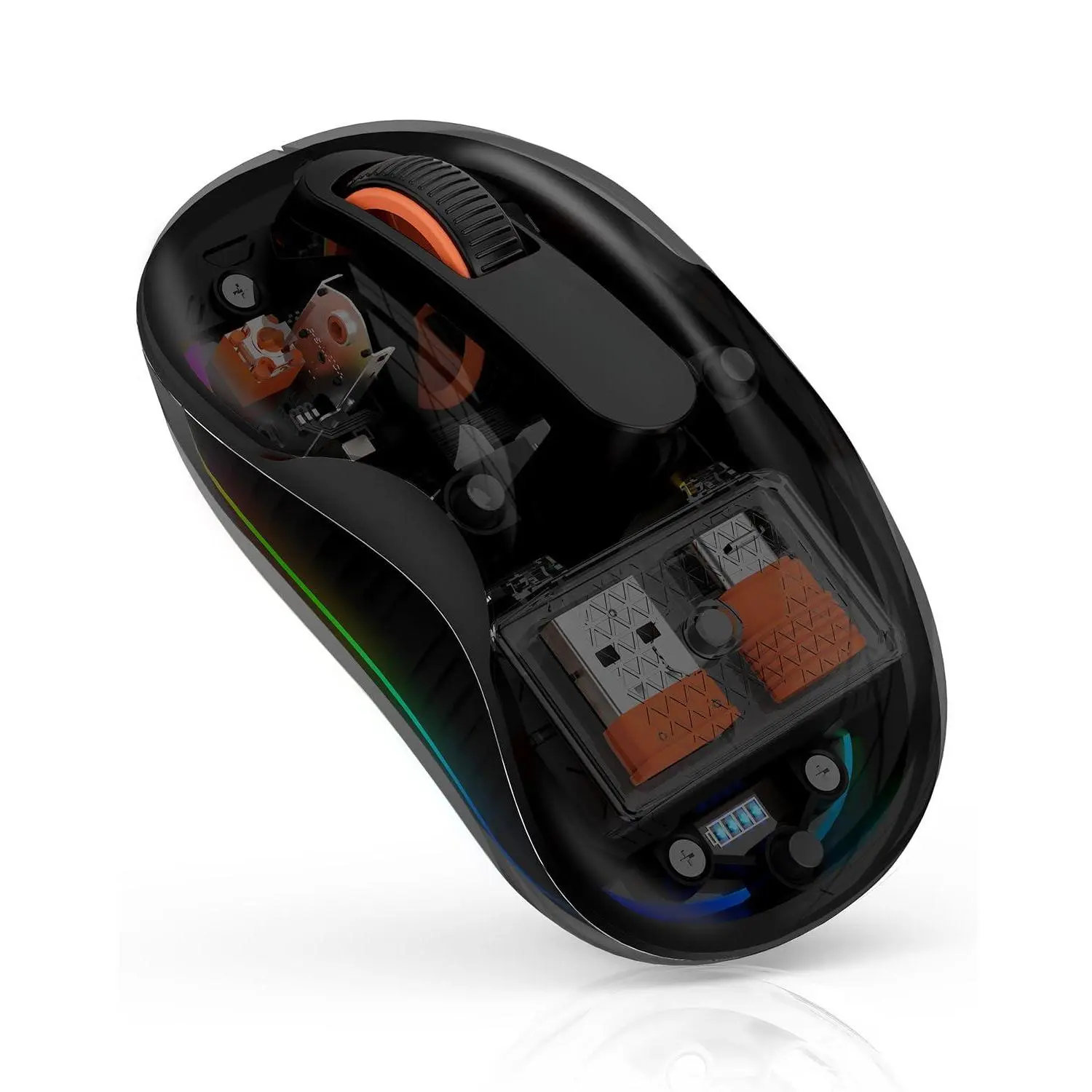 Novel Transparent Wireless Mouse  Tri-mode (dual Bluetooth+2.4ghz) Usb-c Receiver Ideal For Macbook/laptops/pc Rechargeable Portable Silent Clear Mice Business Trips & Office - Black