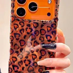Luxury Leopard Print Glitter Glossy Phone Case Compatible With IPhone 17 Pro Max 17 Pro 17 16 Pro Max 16 Pro 16 15 Pro Max 15 Pro Max 15 Pro 15 Pro Max 14 Pro 13 Pro Max 13 Pro 13 12 Pro Max 12 Pro 12 11 Retro Autumn Shockproof Back Cases