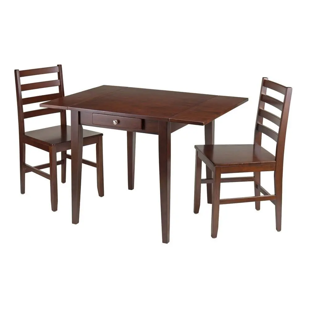 Drop Leaf Table Set, 2 Ladder Back Chairs, Solid Wood