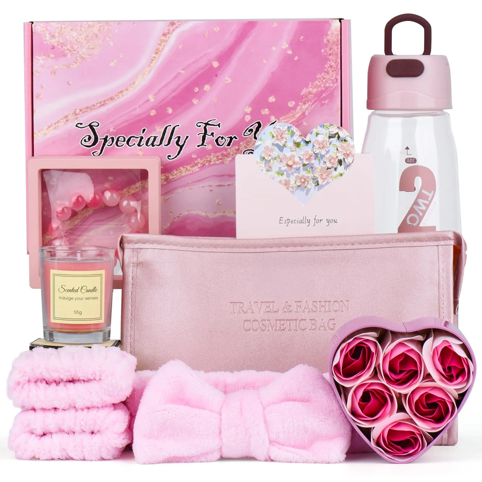 Gift Set For Women Pink Box Basket Gifts Her  Sisters Daughter Mom Girlfirend Wife Coworker Friend Birthday Teen Girl Mother Day Personalized