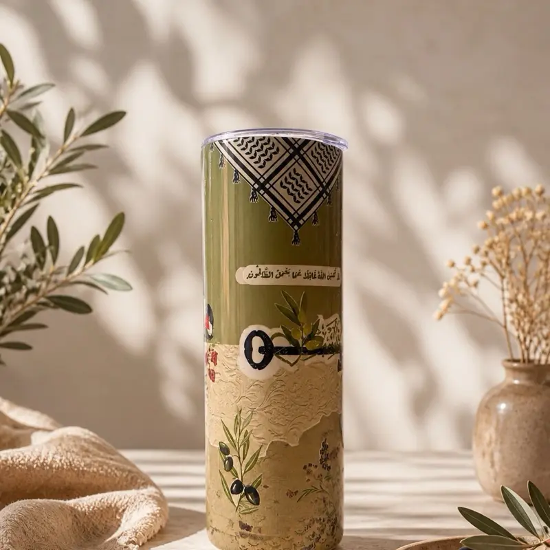 Palestine Tumbler – 20oz Skinny Drinkware with Straw