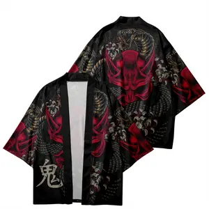 Snake Demon Print Coat Japanese Kimono Cardigan Female Haori Yukata Cosplay Samurai Male Traditional Costume Harajuku Beach Robe Menswear Clothes