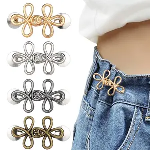 Luck Knot Design Waist Button,  4 Counts/set  Detachable No-sew Waist Button, Adjustable Button, Fashionable Clothes Accessories for Women & Men, Durable Metal Pins