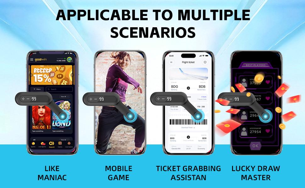 Wireless Smart Auto Tapper, Rechargeable Auto Clicker with Adjustable Speed, Universal Instant Auto Touch Device for iPhone Android, Hands-Free for Live Likes & Social Media Tasks