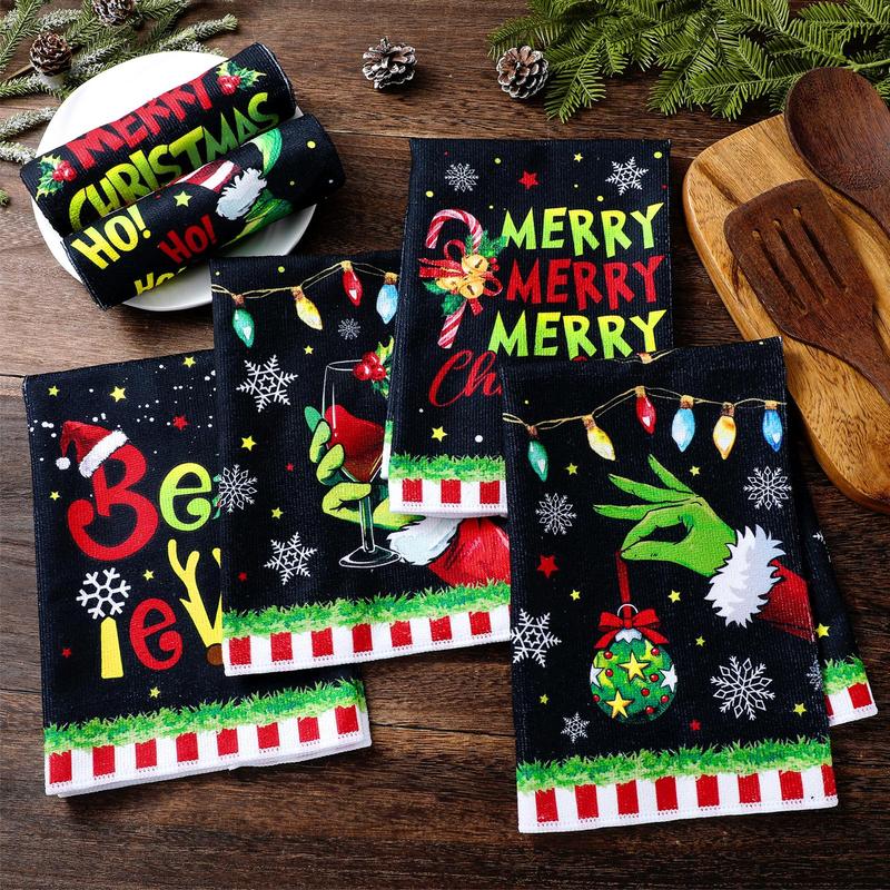 Christmas Clearance Sale Santa Claus 6 Pcs Whoville Christmas Kitchen Towels Feeling Joyous Kitchen Christmas Decor Santa Motifs Xmas Gift Absorbent Dishcloths Kitchen Cleaning Hand Towel Tea Towels Holiday Party Farmhouse Housewarming Bathroom Home Decor