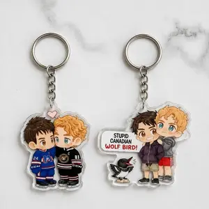 Heated Rivalry Acrylic Keychain, Wolf Bird & Hollanov Chibi Charm, Hockey Romance Fan Art, Rivals to Lovers Bookish Gift