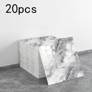 20 pieces of marble veneer and adhesive wall decoration panels, waterproof and moisture-proof bathroom wall panels, removable and adhesive tiles, polyvinyl chloride foam wall panels, suitable for kitchens, bathrooms and living rooms.