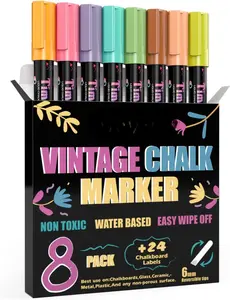 Vintage 8 Pack Liquid Chalk Markers, Bold Wet & Dry Erase Marker Pens for Chalkboards Signs, Blackboards