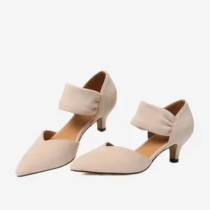 CELNEPHO Pupms for Women Pointed Toe Kitten Heel Ankle Strap Design Easy Slip on Party Everyday Wear Office Wedding Dress Shoes