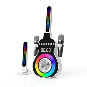 Guitar-Style Bluetooth Speaker, Portable Wireless Speaker with Microphone, RGB Lighting Effects, USB Charging, AUX Input, Ideal for Home, Office, Travel & Bedroom Night Light, Perfect Gift for Halloween, Valentine’s Day & Birthdays