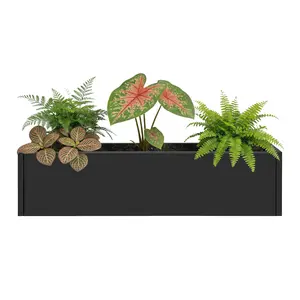 Metal Rectangular Planter Box, 36" Raised Garden Bed with Drainage Holes, Outdoor Railing Planter Box, Vegetables Growing Planter for Backyard Patio